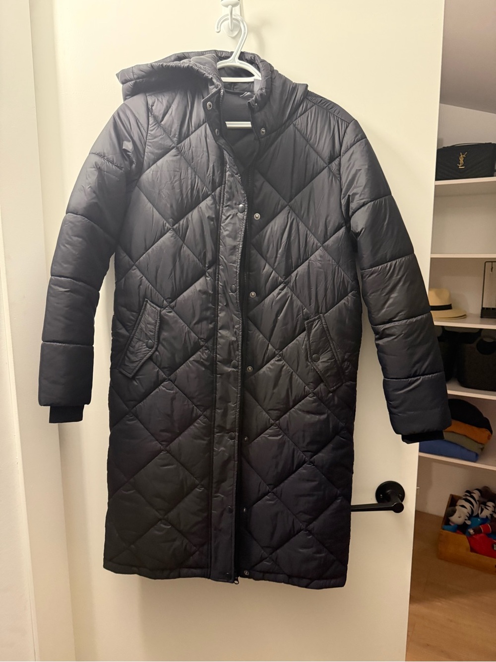 Joe Fresh Women's Black Quilted Hooded Puffer Coat